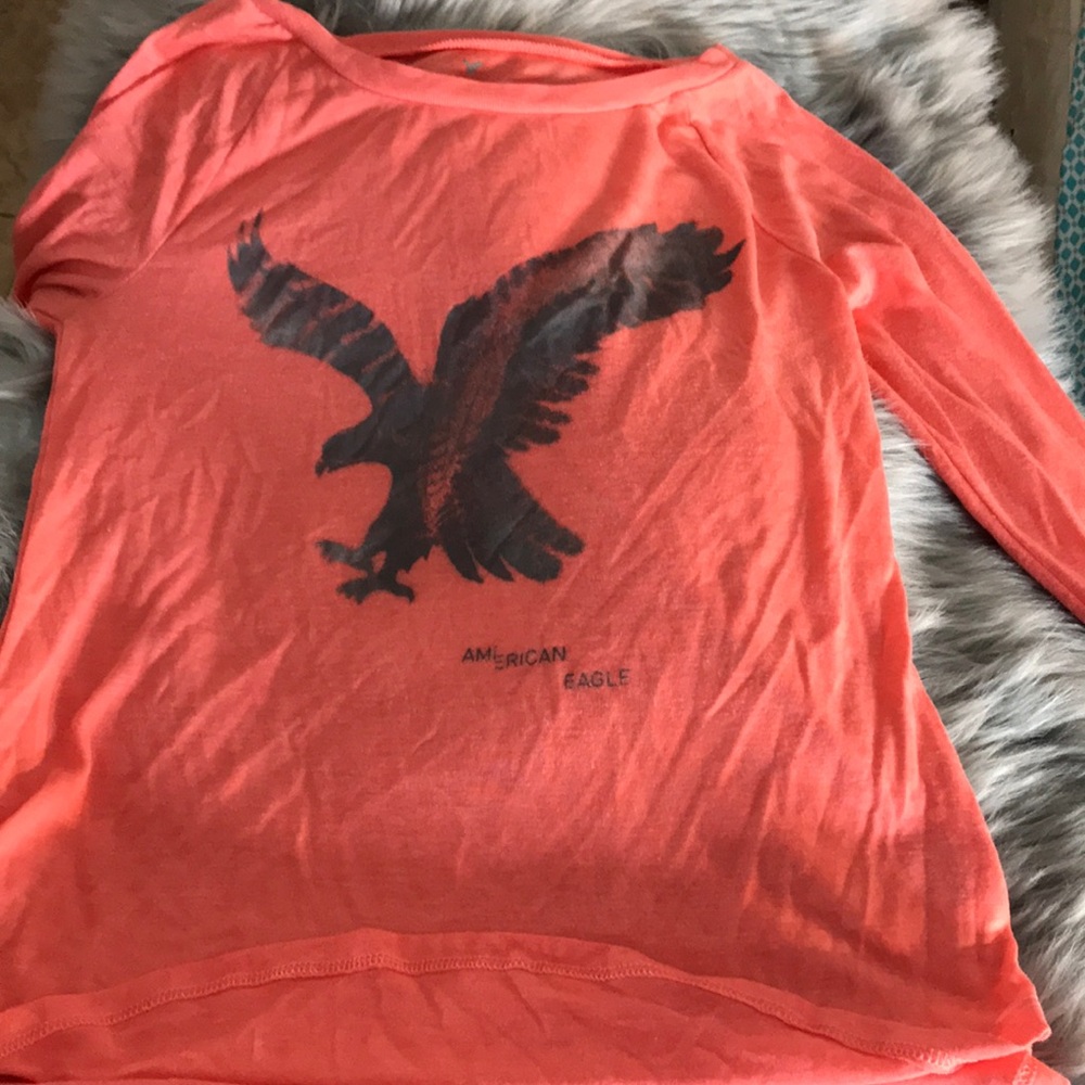 Coral and grey American eagle long sleeve shirt